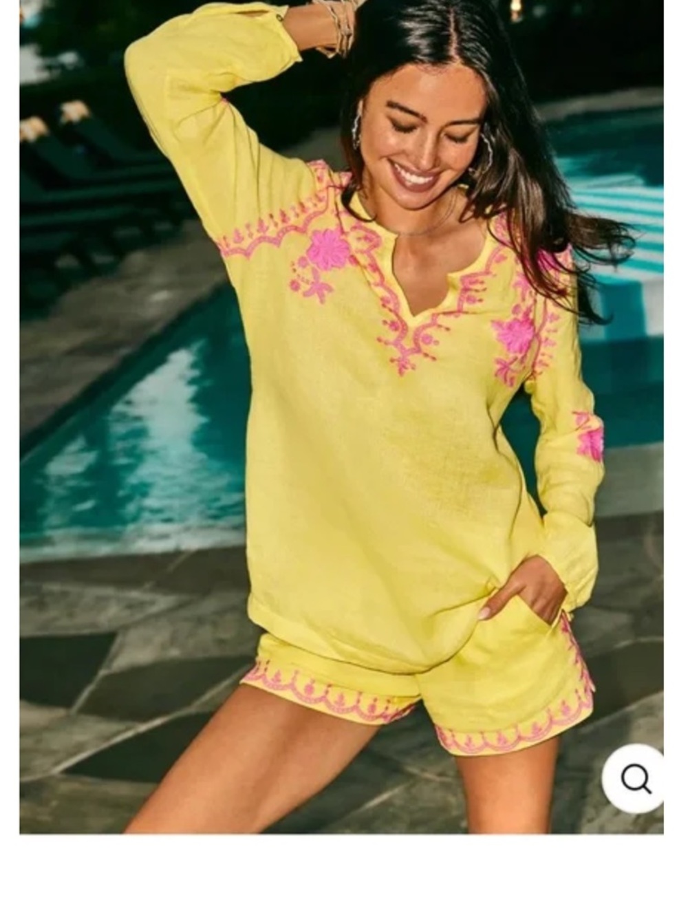 Lilly Pulitzer Yellow Linen-Blend Shorts with Pink Tag